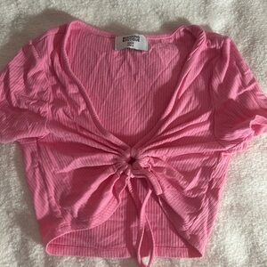 Beginning Boutique Pink Gathered Crop Top